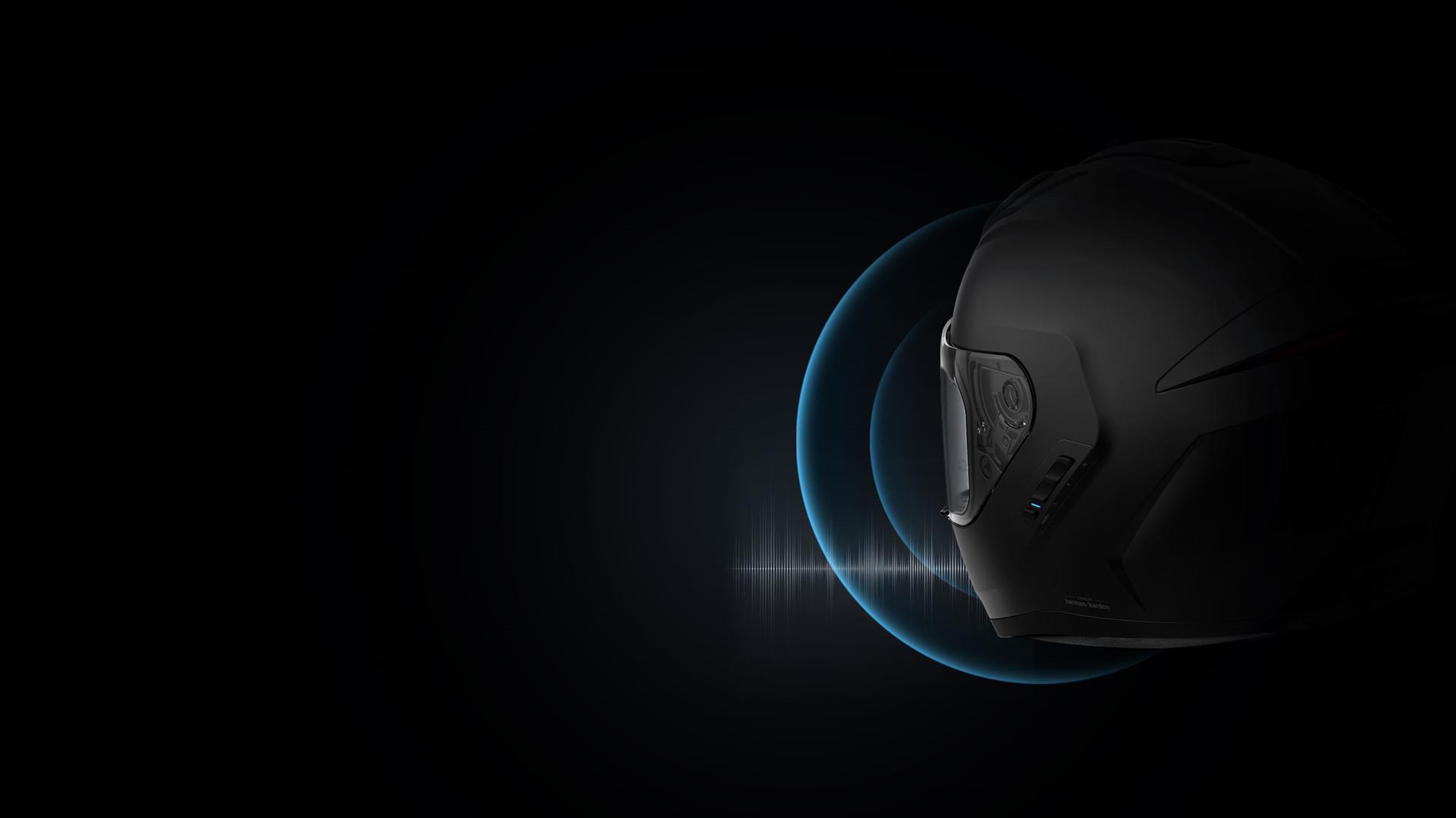 PHANTOM XB Smart Helmet with Mesh Communication and Extreme Bass Audio, Matt Black, L