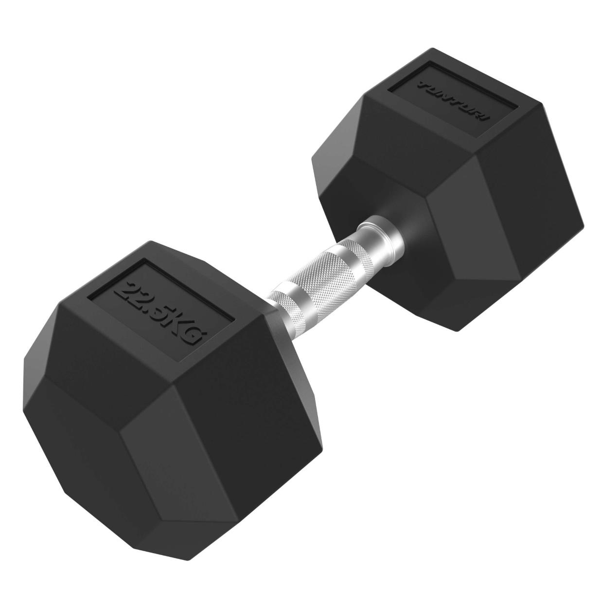 Tunturi Platinum Hex Rubber Dumbbell, 22.5kg