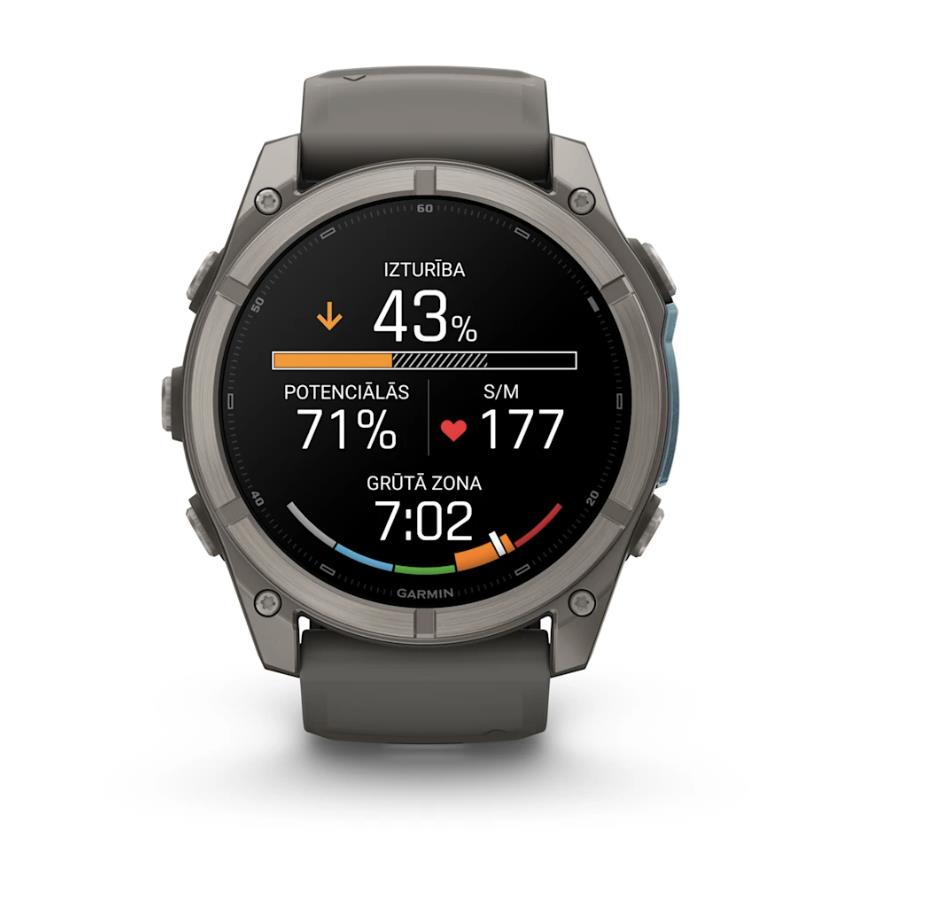fenix 9 – 51mm, Titanium with Pebble Grey Silicone Band