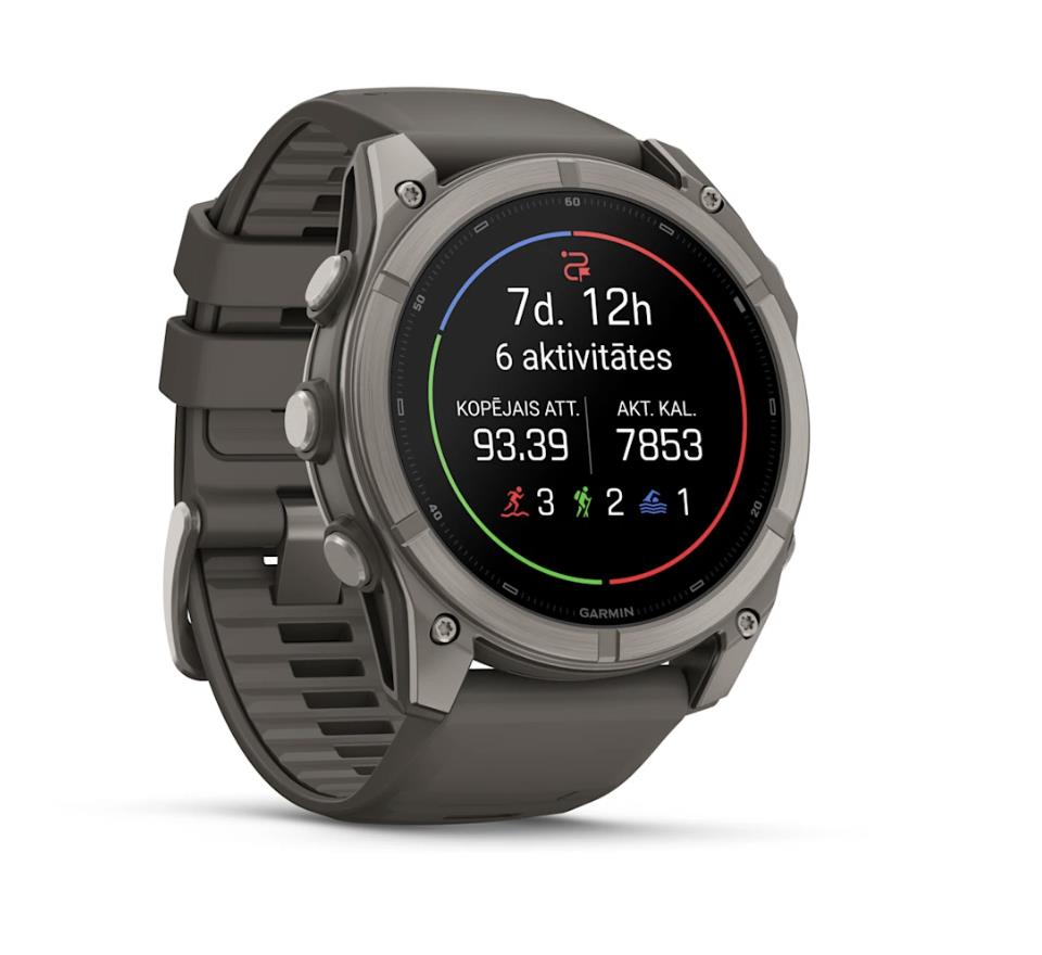 fenix 9 – 51mm, Titanium with Pebble Grey Silicone Band