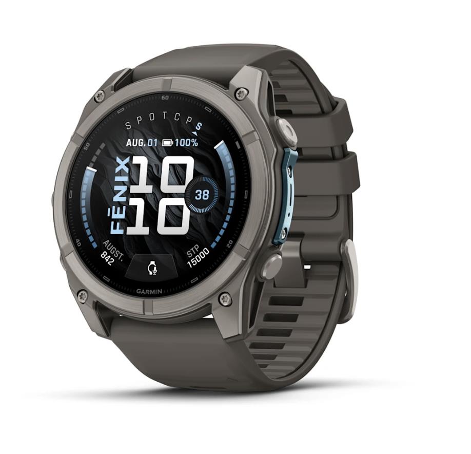 fenix 9 – 51mm, Titanium with Pebble Grey Silicone Band