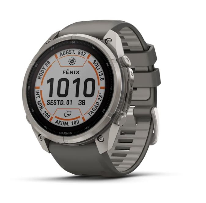 fenix 9 Pro – inReach, Solar, 51mm, Titanium with Pebble Grey Silicone Band