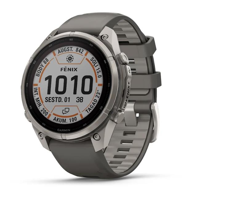 fenix 9 Pro – inReach, Solar, 47mm, Titanium with Pebble Grey Silicone Band