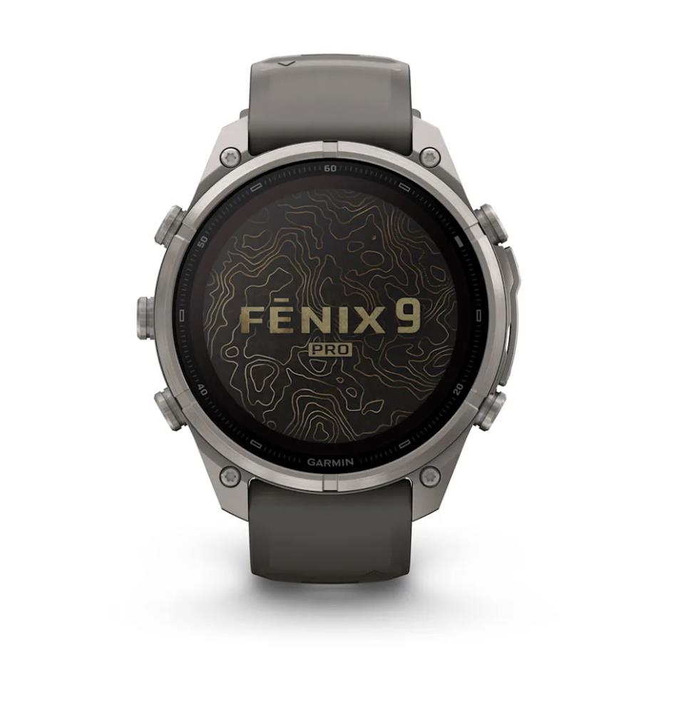 Garmin fenix 9 Pro viedpulkstenis, inReach, Solar, 47 mm, titāns ar akmens pelēka krāsas silikona siksnu