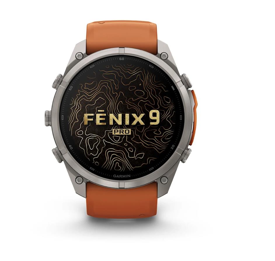 fenix 9 Pro – inReach, 51mm, Titanium with Autumn Orange/Spark Orange Silicone Band