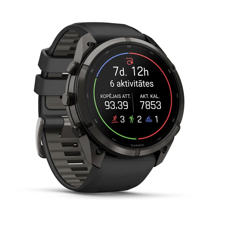 fenix 9 Pro – inReach, 51mm, Carbon Gray DLC Titanium with Black/Pebble Grey Silicone Band