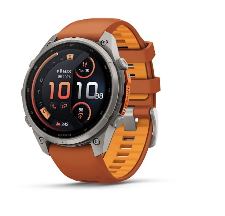 fenix 9 Pro – inReach, 47mm, Titanium with Autumn Orange/Spark Orange Silicone Band