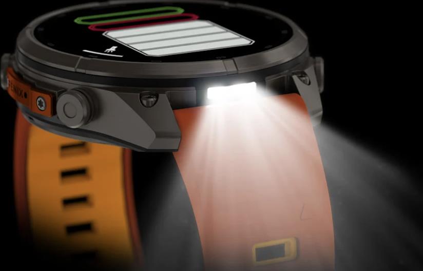 Garmin fenix 9 Pro viedpulkstenis, inReach, 47 mm, titāna korpuss ar silikona siksnu krāsā „Autumn Orange”/„Spark Orange”