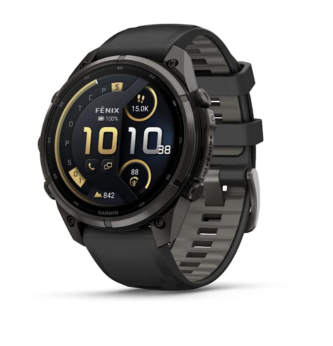 fenix 9 Pro – inReach, 47mm, Carbon Gray DLC Titanium with Black/Pebble Grey Silicone Band