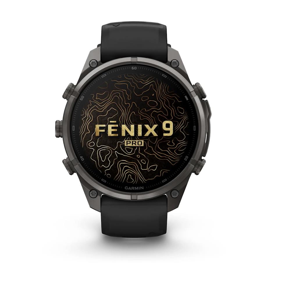 Garmin fenix 9 Pro smartwatch, inReach, 47mm, Carbon Gray DLC Titanium with Black/Pebble Grey Silicone Band