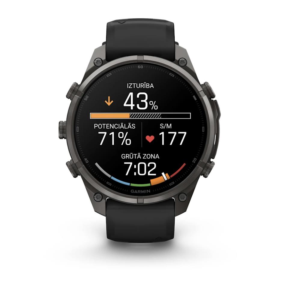 Garmin fenix 9 Pro smartwatch, inReach, 47mm, Carbon Gray DLC Titanium with Black/Pebble Grey Silicone Band