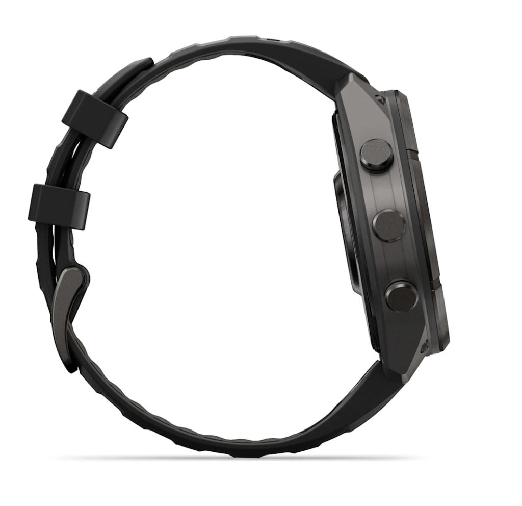 Garmin fenix 9 Pro smartwatch, inReach, 47mm, Carbon Gray DLC Titanium with Black/Pebble Grey Silicone Band