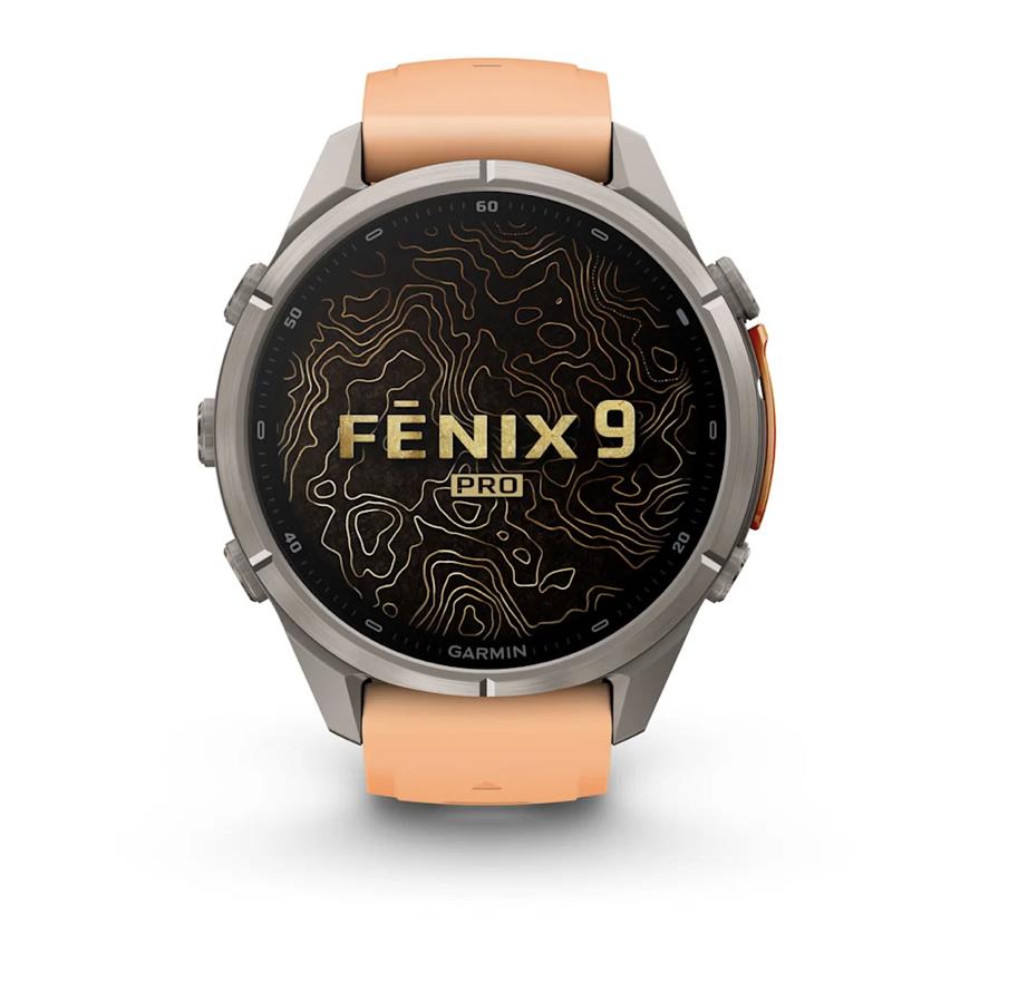 fenix 9 Pro – inReach, 43mm, Titanium with Shell Pink/Autumn Orange Silicone Band