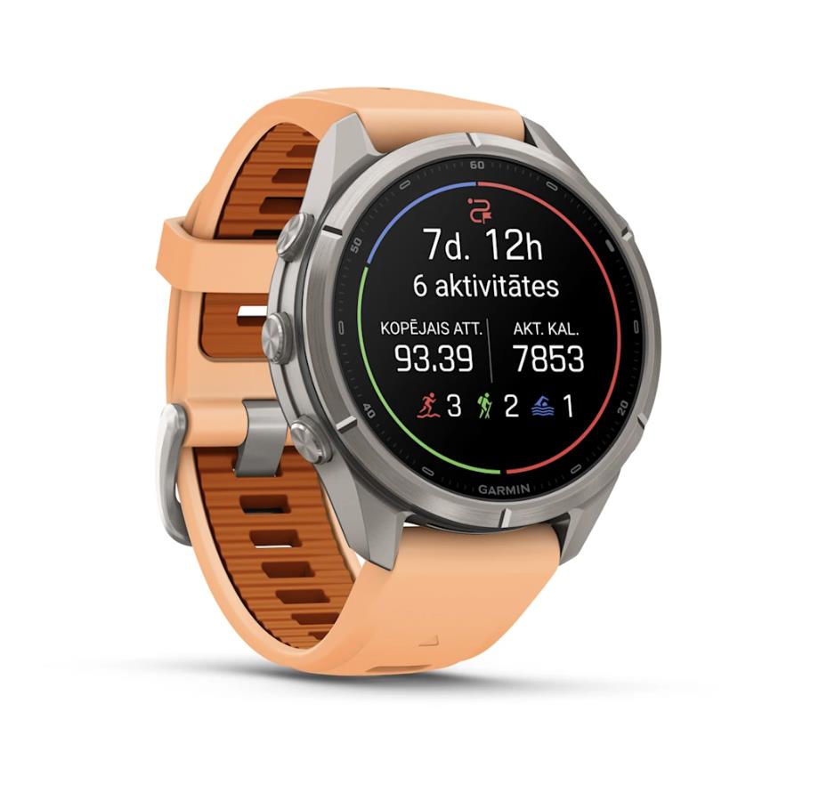 fenix 9 Pro – inReach, 43mm, Titanium with Shell Pink/Autumn Orange Silicone Band