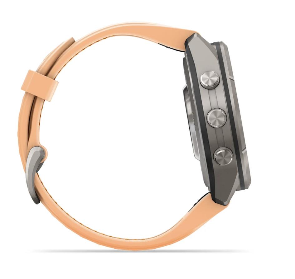 fenix 9 Pro – inReach, 43mm, Titanium with Shell Pink/Autumn Orange Silicone Band