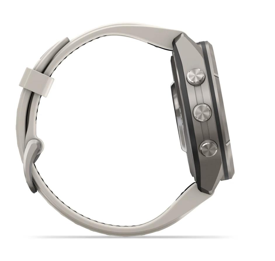 fenix 9 Pro – inReach, 43mm, Titanium with Fog Grey/Dark Sandstone Silicone Band