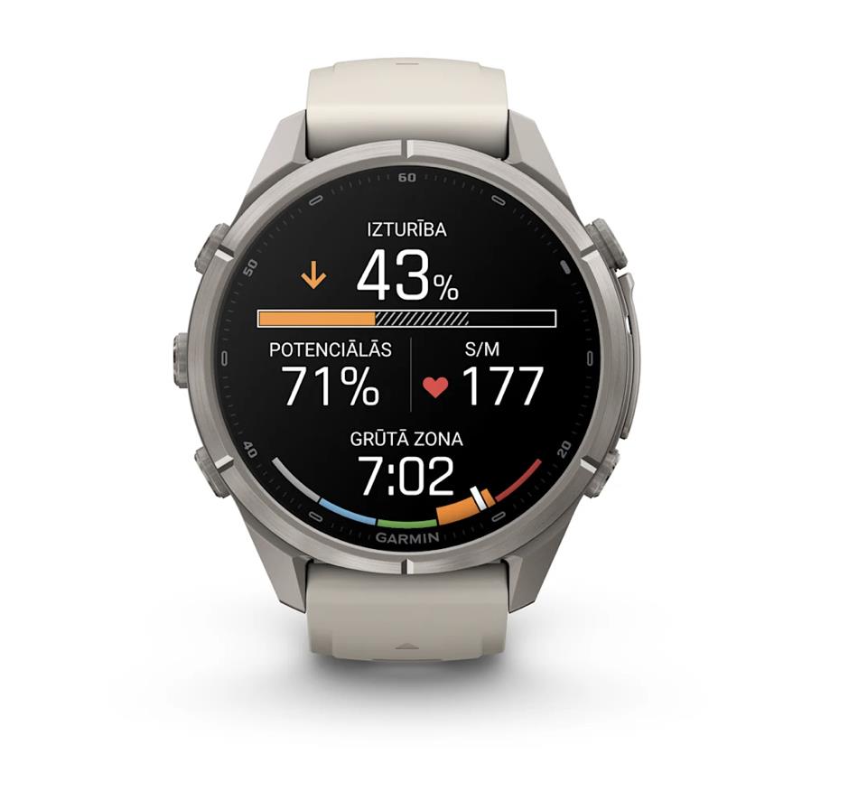 fenix 9 Pro – inReach, 43mm, Titanium with Fog Grey/Dark Sandstone Silicone Band