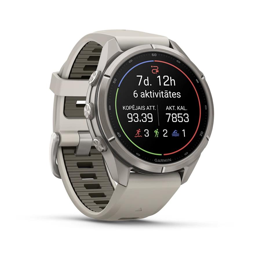 fenix 9 Pro – inReach, 43mm, Titanium with Fog Grey/Dark Sandstone Silicone Band