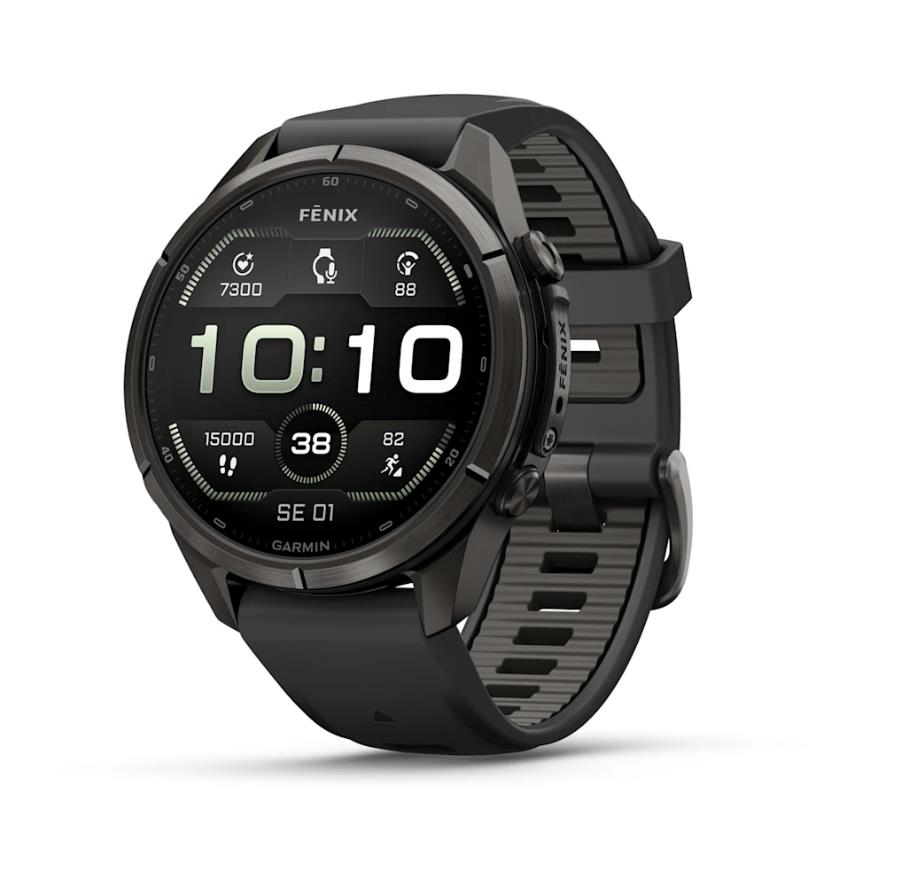 fenix 9 Pro – inReach, 43mm, Carbon Gray DLC Titanium with Black/Pebble Grey Silicone Band
