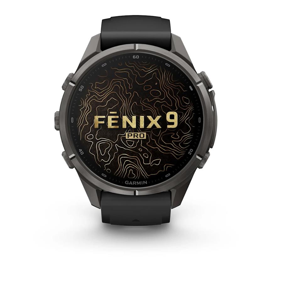 fenix 9 Pro – inReach, 43mm, Carbon Gray DLC Titanium with Black/Pebble Grey Silicone Band