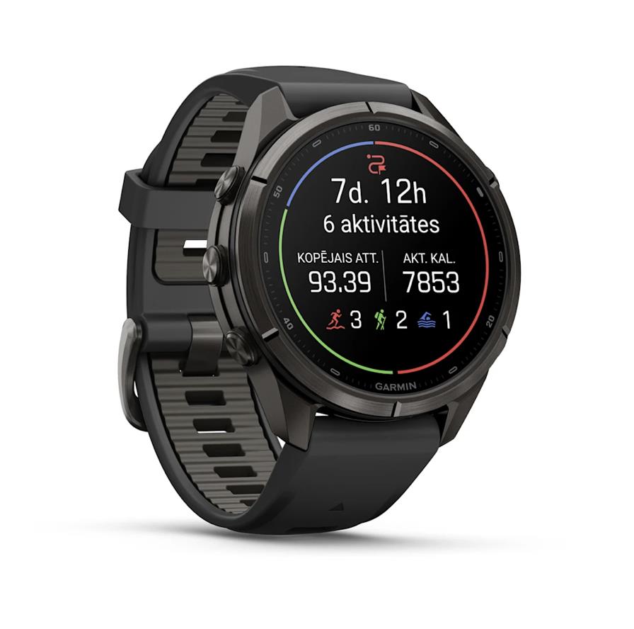 fenix 9 Pro – inReach, 43mm, Carbon Gray DLC Titanium with Black/Pebble Grey Silicone Band