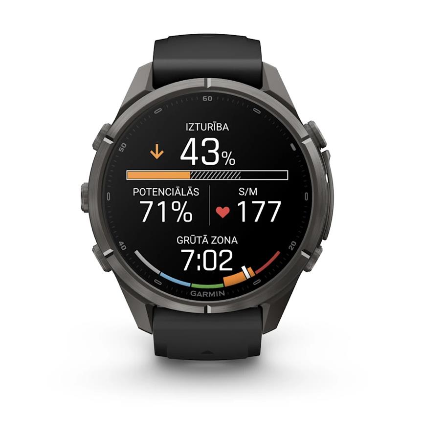 fenix 9 Pro – inReach, 43mm, Carbon Gray DLC Titanium with Black/Pebble Grey Silicone Band