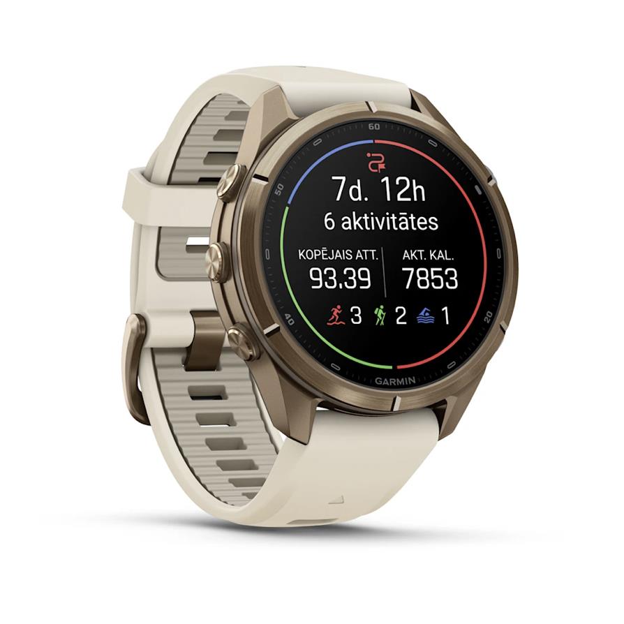fenix 9 Pro – inReach, 43mm, Autumn Gold Titanium with Cream/French Grey Silicone Band