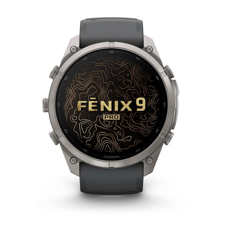 Garmin fenix 9 Pro viedpulkstenis, 51 mm, titāna korpuss ar grafīta/melnu silikona siksnu