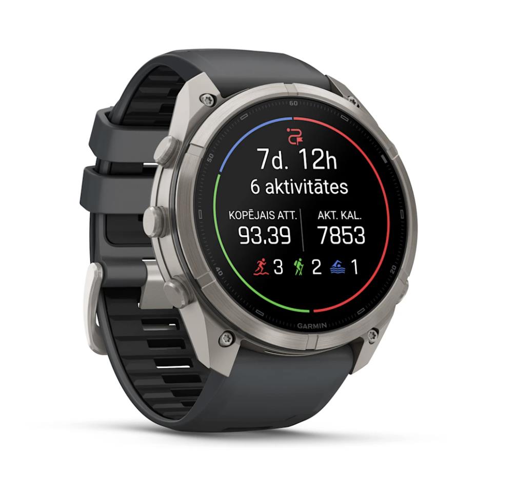 Garmin fenix 9 Pro viedpulkstenis, 51 mm, titāna korpuss ar grafīta/melnu silikona siksnu