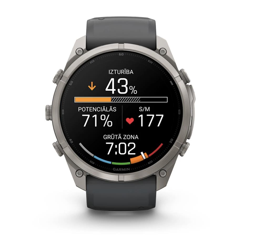 Garmin fenix 9 Pro viedpulkstenis, 51 mm, titāna korpuss ar grafīta/melnu silikona siksnu