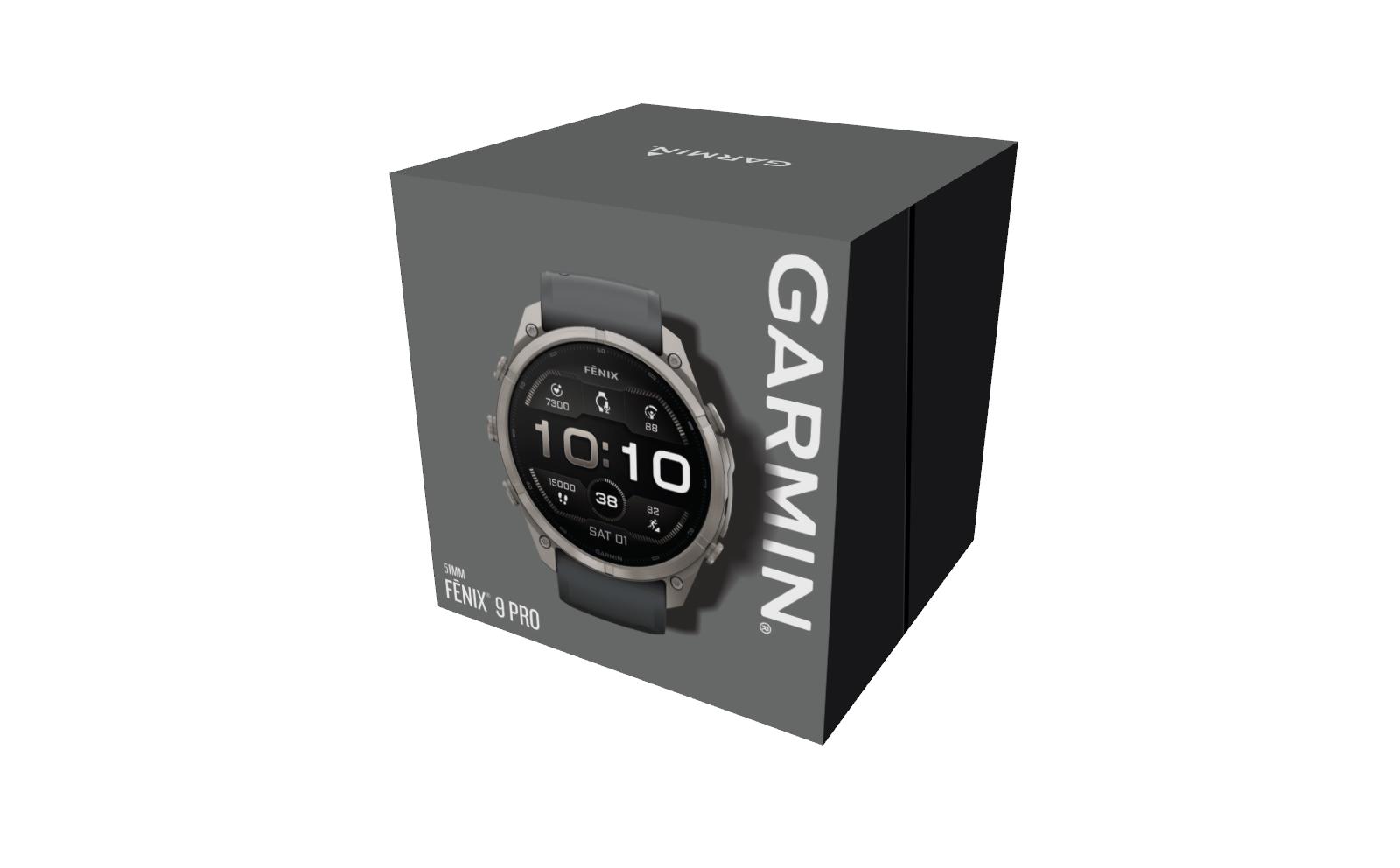 Garmin fenix 9 Pro viedpulkstenis, 51 mm, titāna korpuss ar grafīta/melnu silikona siksnu
