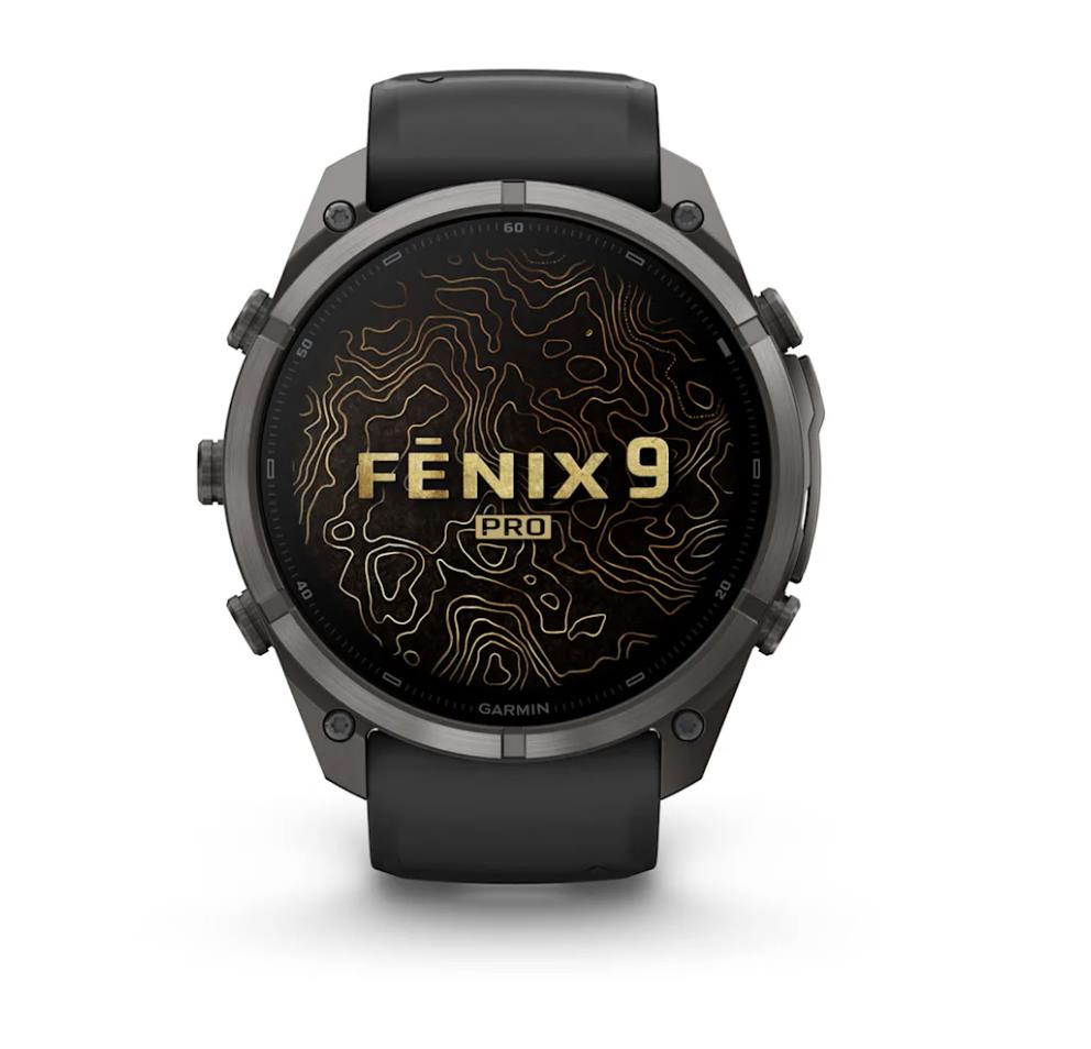 Garmin fenix 9 Pro smartwatch, 51mm, Carbon Gray DLC Titanium with Black/Pebble Grey Silicone Band