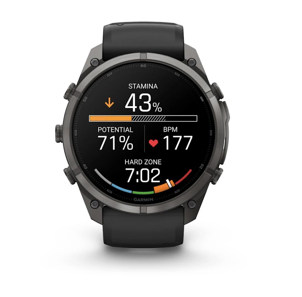 Garmin fenix 9 Pro smartwatch, 51mm, Carbon Gray DLC Titanium with Black/Pebble Grey Silicone Band