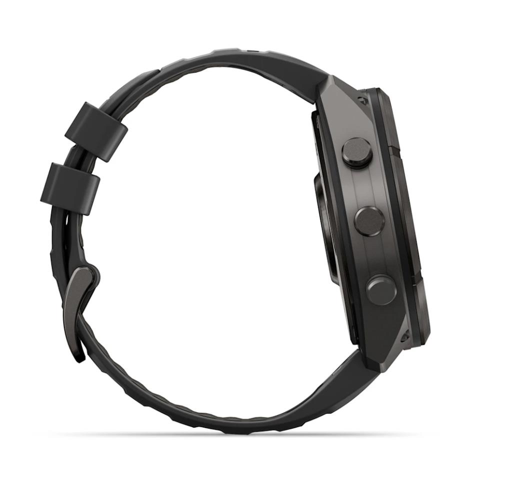 Garmin fenix 9 Pro smartwatch, 51mm, Carbon Gray DLC Titanium with Black/Pebble Grey Silicone Band