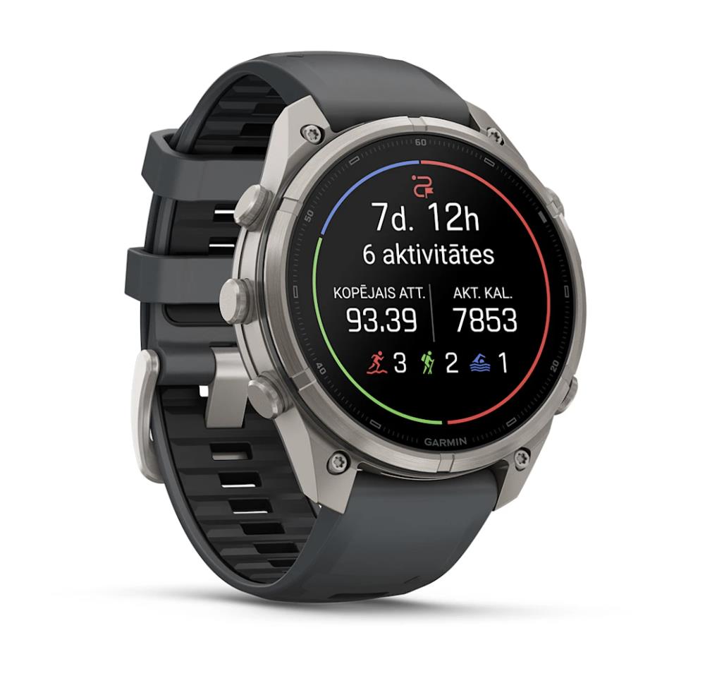 Garmin fenix 9 Pro Смарт-часы, 47 мм, титановый корпус с графитово-черным силиконовым ремешком
