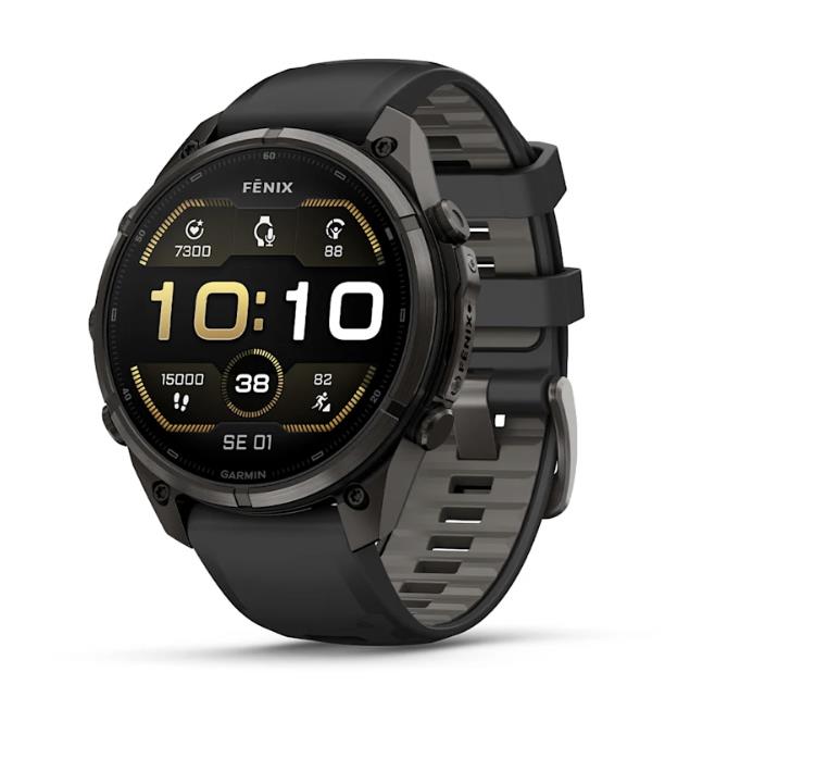 fenix 9 Pro – 47mm, Carbon Gray DLC Titanium with Black/Pebble Grey Silicone Band