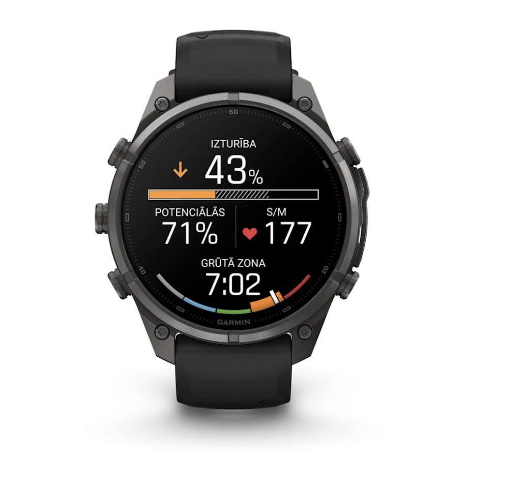Garmin fenix 9 Pro smartwatch, 47 mm, Carbon Gray DLC Titanium with Black/Pebble Grey Silicone Band
