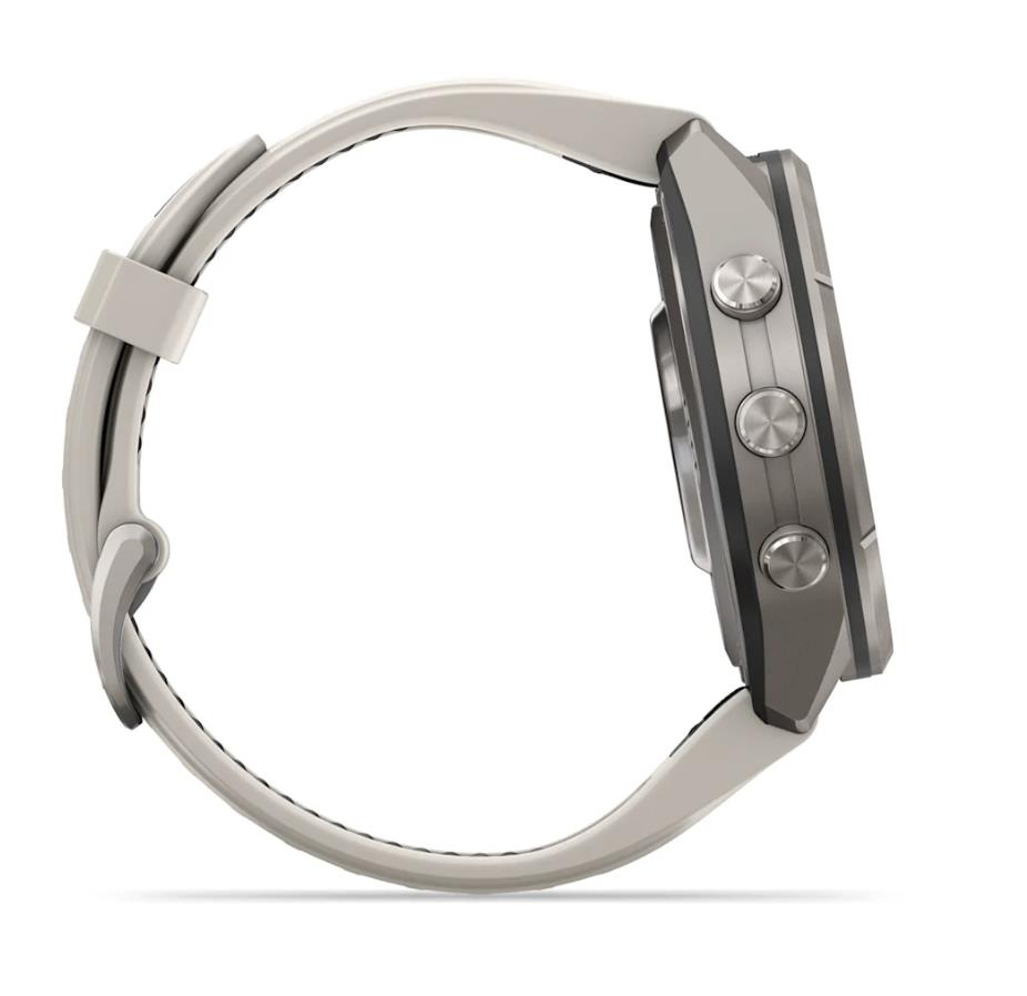 fenix 9 Pro – 43mm, Titanium with Fog Grey/Dark Sandstone Silicone Band