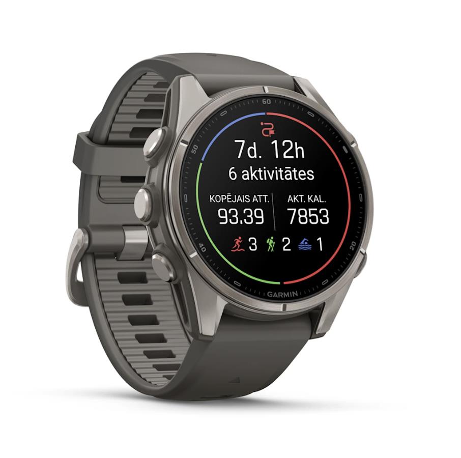 fenix 9 – 43mm, Titanium with Pebble Grey Silicone Band