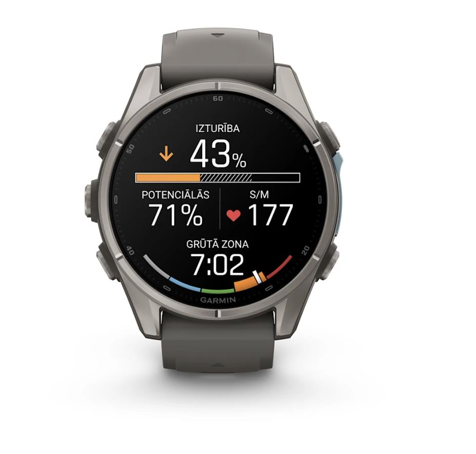 fenix 9 – 43mm, Titanium with Pebble Grey Silicone Band