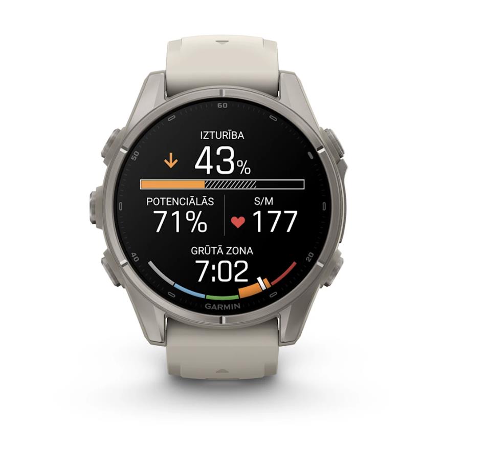 fenix 9 – 43mm, Titanium with Fog Grey Silicone Band