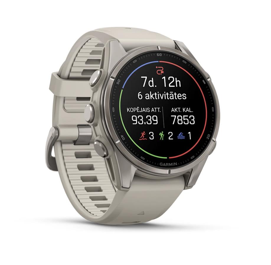 fenix 9 – 43mm, Titanium with Fog Grey Silicone Band