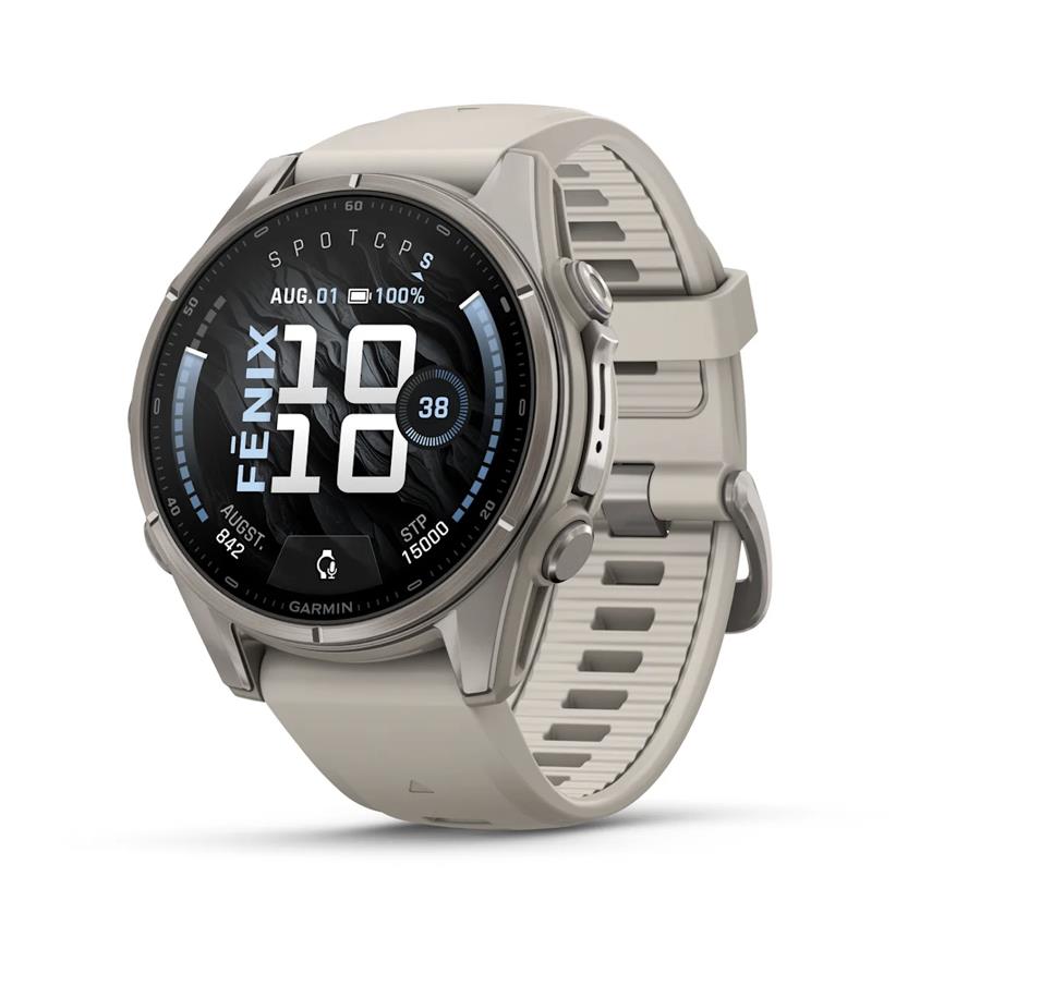 fenix 9 – 43mm, Titanium with Fog Grey Silicone Band