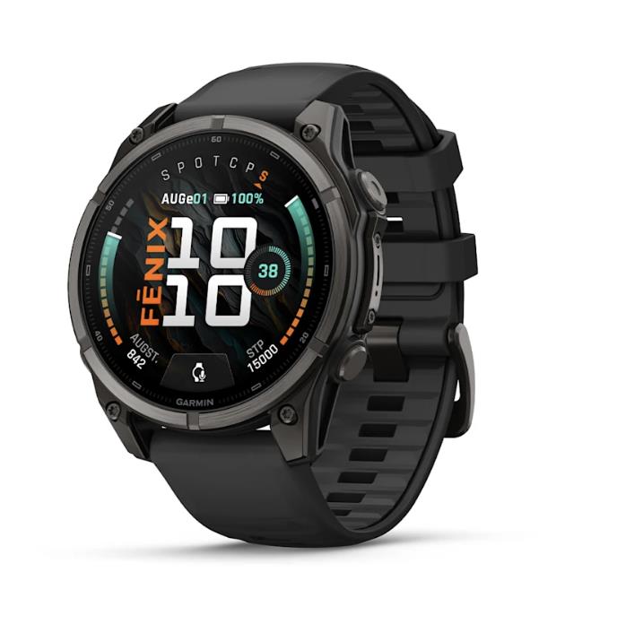 fenix 9 – 47mm, Carbon Grey DLC Titanium with Black Silicone Band