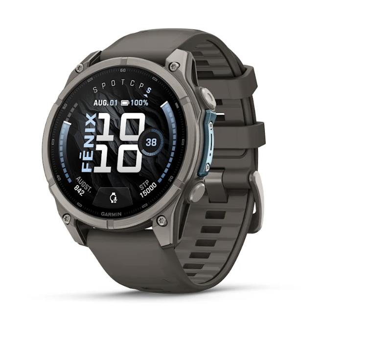 fenix 9 – 47mm, Titanium with Pebble Grey Silicone Band