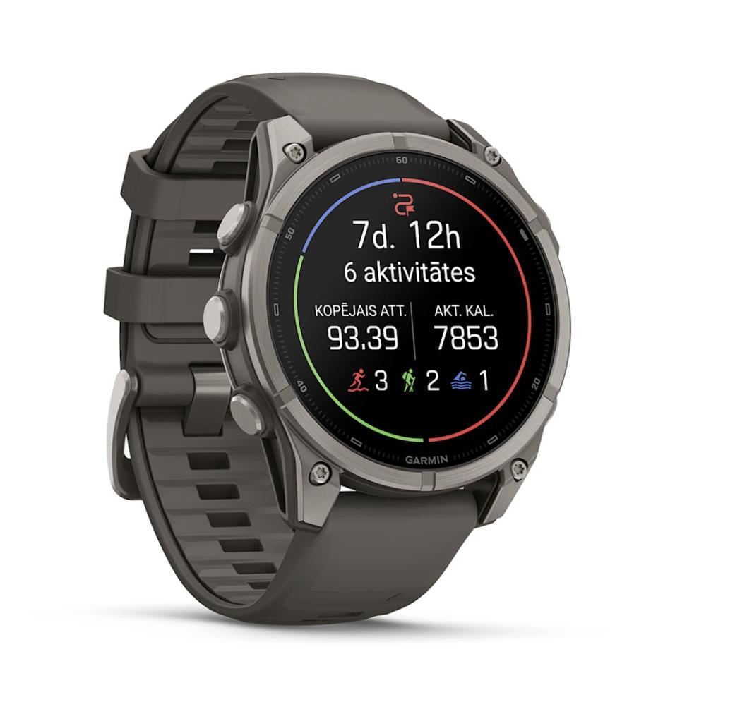 Garmin fenix 9 Смарт-часы, 47 мм, титановый корпус с силиконовым ремешком цвета «Pebble Grey»