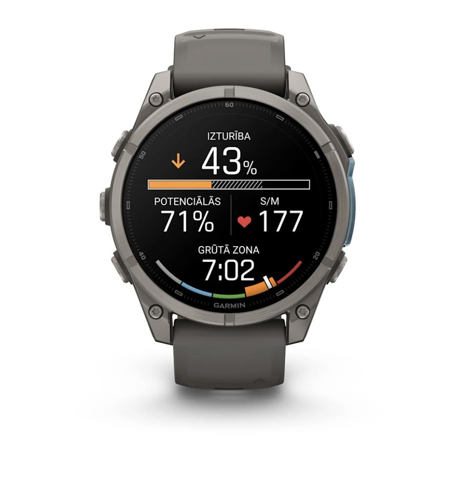 Garmin fenix 9 Смарт-часы, 47 мм, титановый корпус с силиконовым ремешком цвета «Pebble Grey»