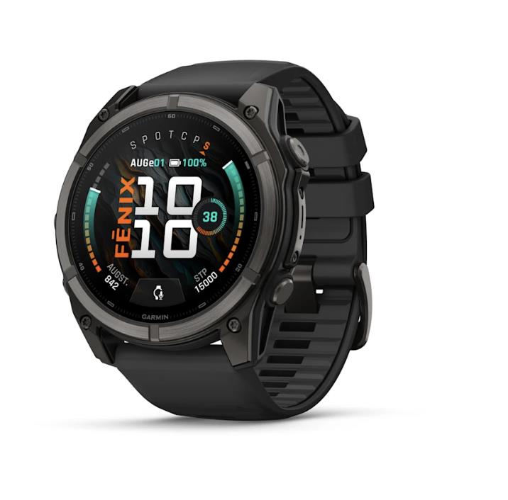 fenix 9 – 51mm, Carbon Grey DLC Titanium with Black Silicone Band