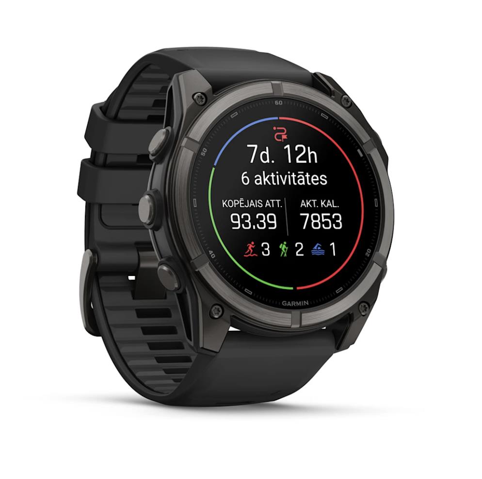 Garmin fenix 9 smartwatch, 51mm, Carbon Grey DLC Titanium with Black Silicone Band