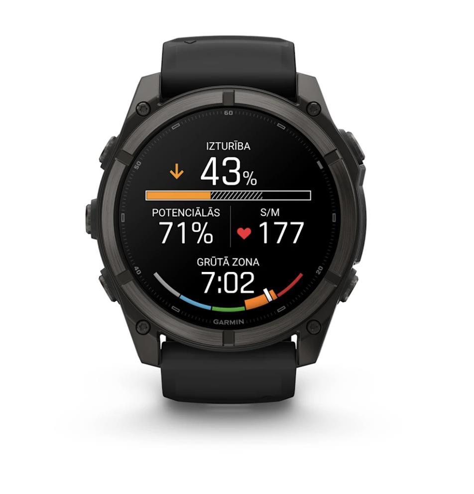 Garmin fenix 9 smartwatch, 51mm, Carbon Grey DLC Titanium with Black Silicone Band